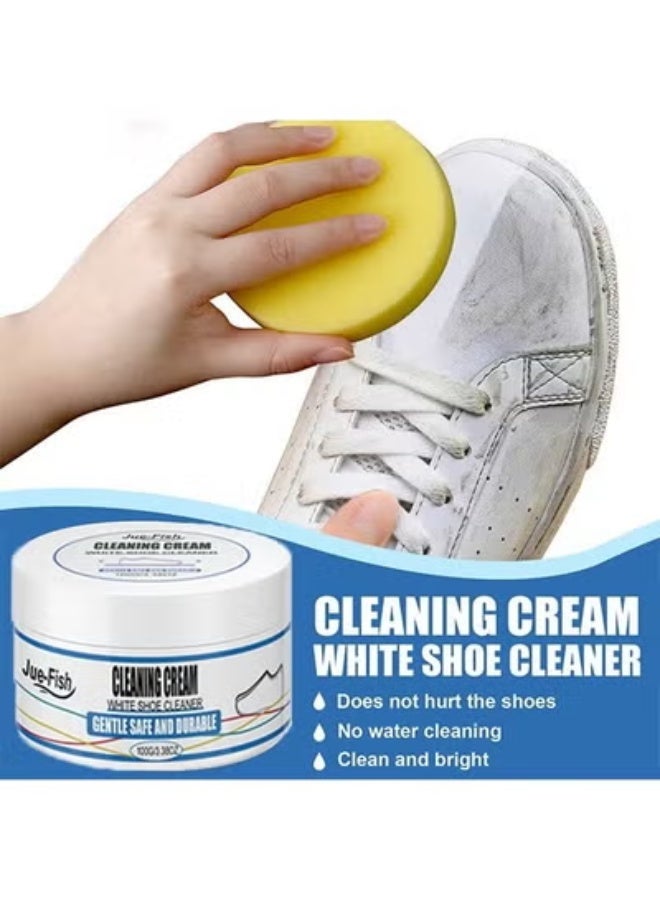JUE-FISH White Shoe Cleaner, Shoe Cleaner, Re-Color and Polish Smooth Leather Shoes and Boots,Sneaker Cleaner White Shoes, White Rubber Sole Shoe Cleaner - Image 2